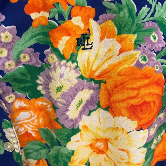 Ralph Lauren Blue Floral Button Down Shirt - Picture 3 of 4